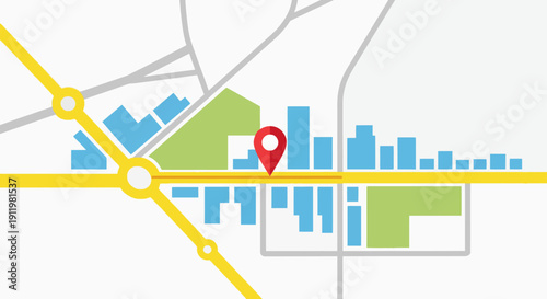 Abstract City Map with Navigation Pin Showing Location