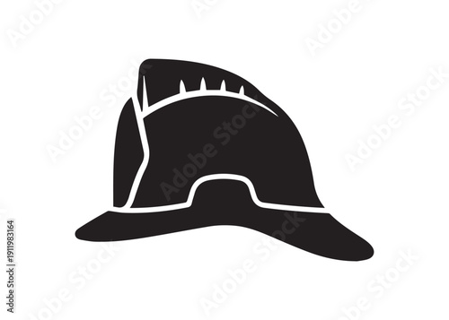 Vector European firefighter helmet icon in minimal flat style