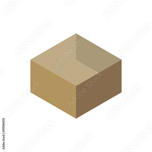 Empty brown cardboard box in isometric view for shipping and storage