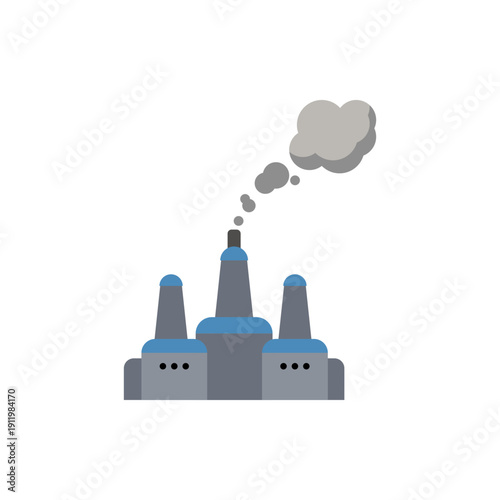 Factory building with smoke from chimney representing air pollution