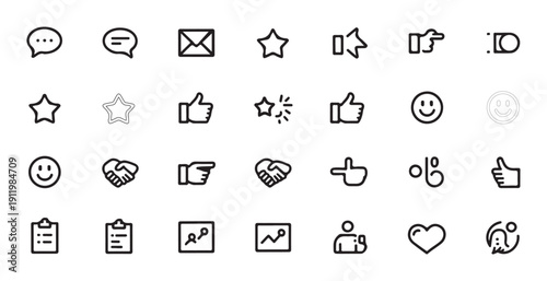 Set of outline social media icons vector illustration editable stroke