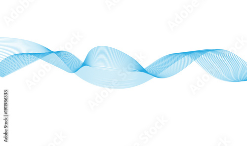 Abstract Fluid Wave Flow Design | Elegant Soft Sky Blue Gradient Wavy Lines with Layered Transparent Curves on White Background Vector Illustration 
