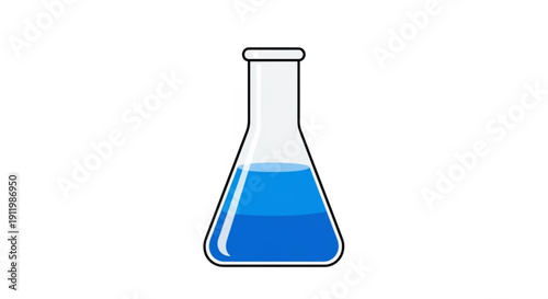 Laboratory flask filled with blue liquid for scientific experiments