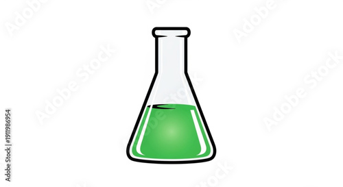 Laboratory Erlenmeyer flask with green liquid