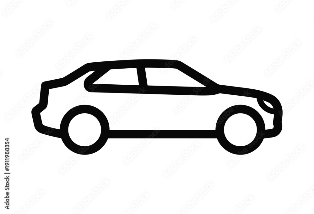 Fototapeta premium Simple black and white car icon