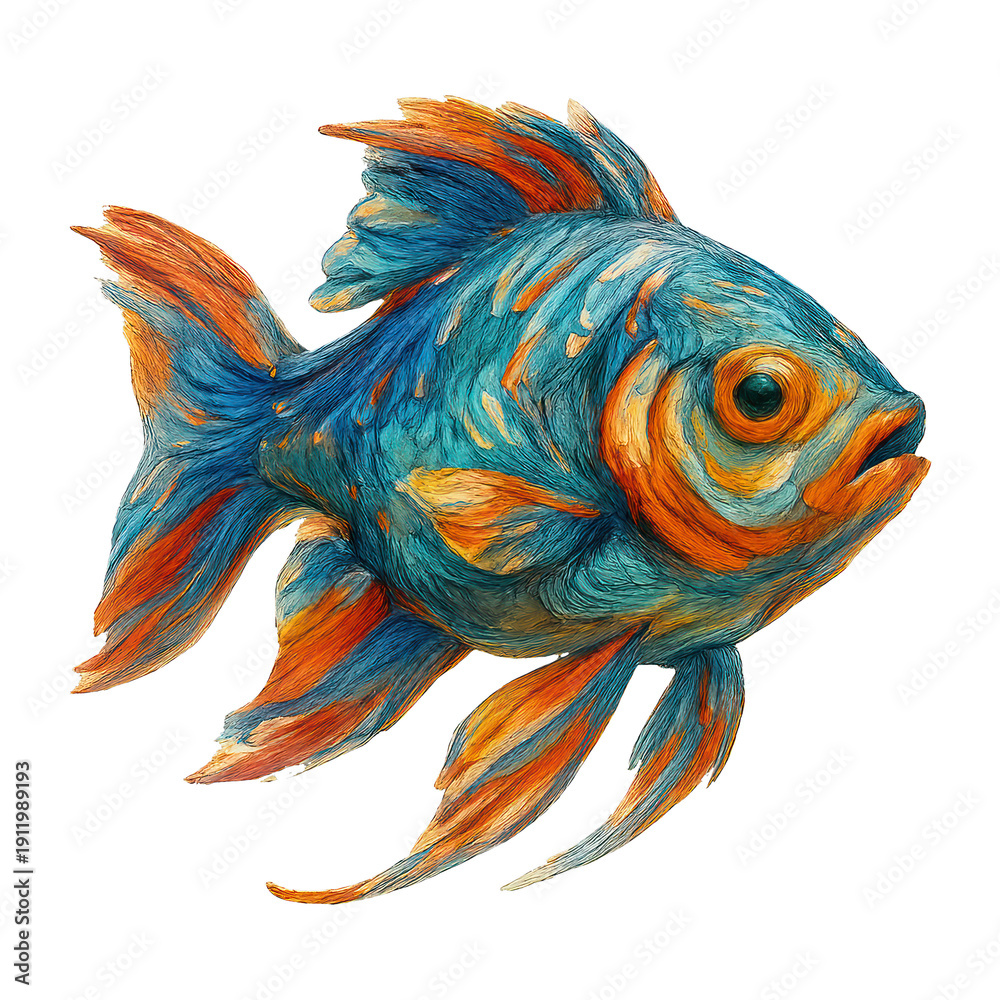 Fototapeta premium PNG Vibrant artistic fish illustration