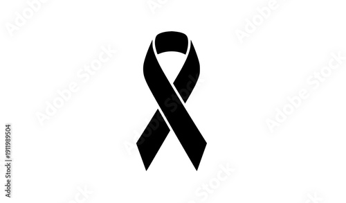 Minimal awareness ribbon icon silhouette vector