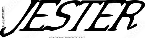 Jester Decorative Display Font, Funky Italic Alphabet Set, Versatile Typeface for Game Titles, Comic Book Lettering, Circus Theme Party Graphics, and Playful Logo Identity