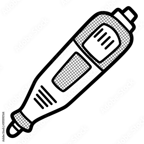 black and white electric drill, editable lines