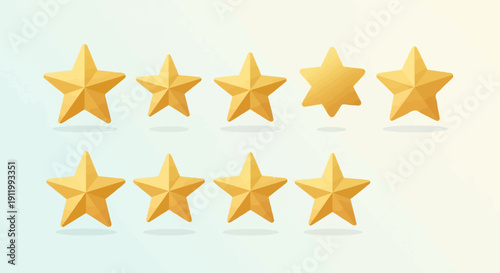 Ten golden stars arranged in two rows on a gradient background