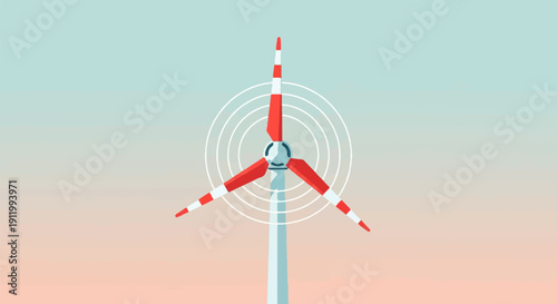 Stylized illustration of a wind turbine on a gradient sky