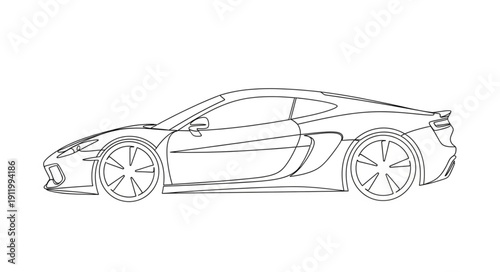 Sports Car Line Art Illustration.