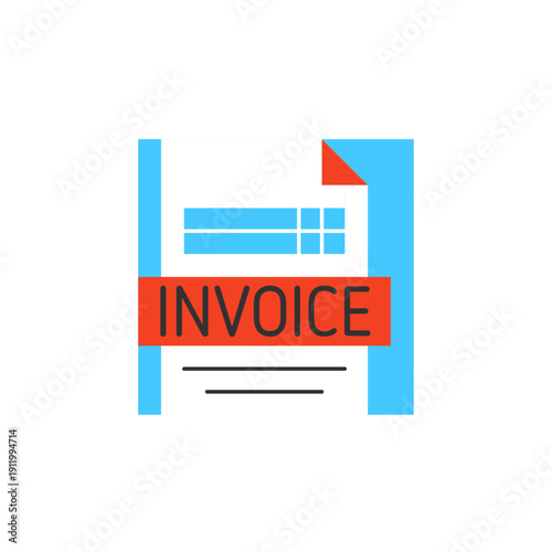 Invoice document icon for billing, payment request, and business accounting system.