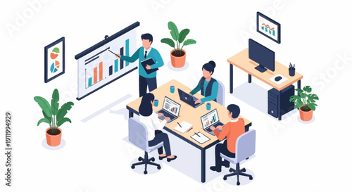 Team Collaboration in Modern Office Setting with Technology.