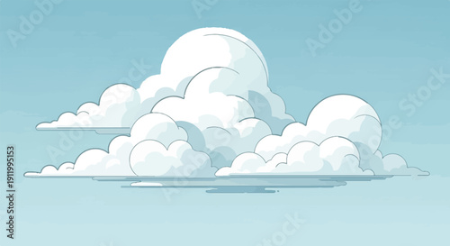 Stylized illustration of soft, puffy white clouds against a light blue sky