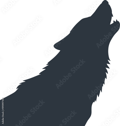 Wolf Howling Silhouette Vector Illustration - Wild Animal Icon