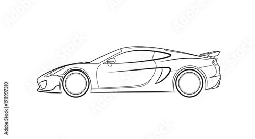 Sports Car Line Art Illustration.