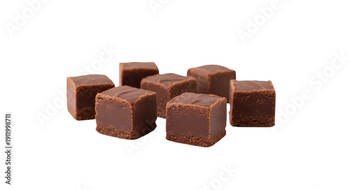 Photos Delicious chocolate fudge cubes isolated PNG, sweet dessert treats on transparen