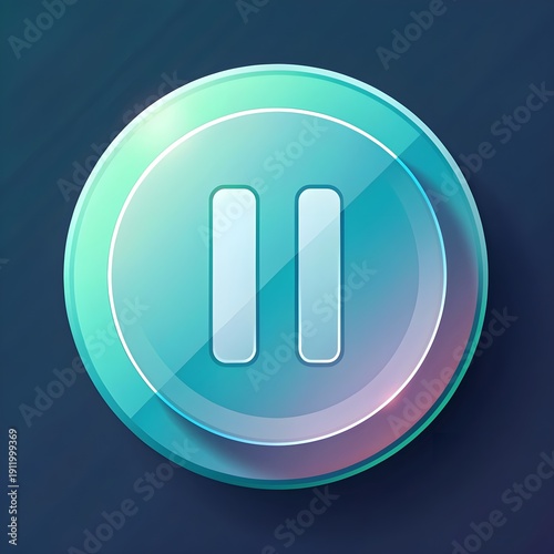 Pause Button Symbol Glassmorphism Effect Subtle Gradient App UI Style