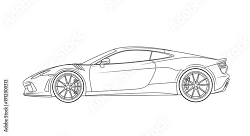 Sports Car Side View Illustration.