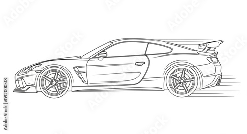 Sports Car Side View Illustration.