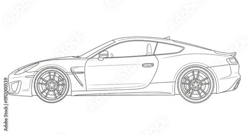Sports Car Side View Illustration.