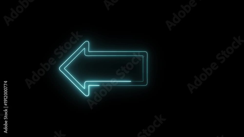 Glowing Neon Turn Left Icon Isolated on Black Background. HD Video Motion Graphic Animation