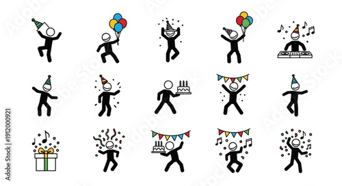 Stick Figure Celebrating Various Events.