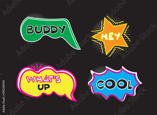 speech bubble set with text, bang bubble, error bubble, oh bubble, offer bubble, omg bubble, boom bubble