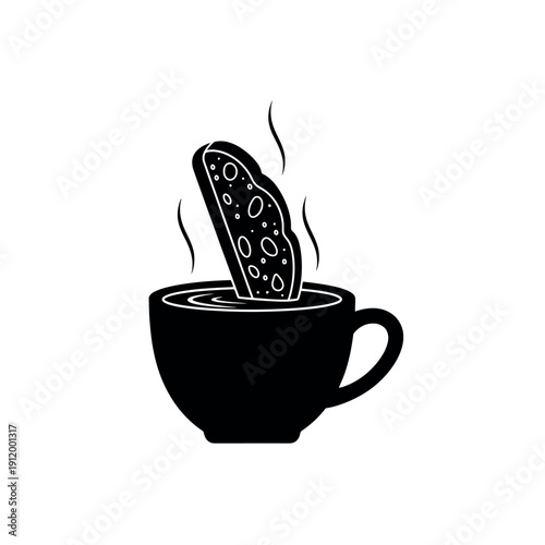 Biscotti Slice Dipping into Coffee Mug Silhouette