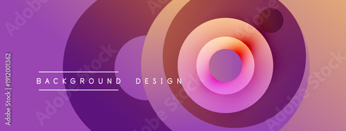 Abstract gradient circles create dynamic background. Purple, pink, orange hues blend smoothly, offering modern visual appeal.
