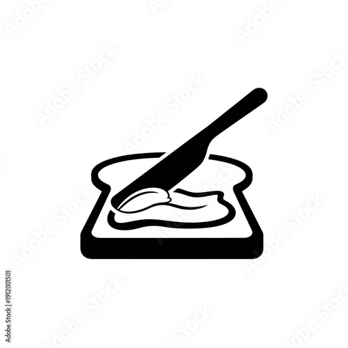 Knife Spreading Butter on Toast Slice Silhouette