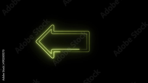 Glowing Neon Turn Left Icon Isolated on Black Background. HD Video Motion Graphic Animation
