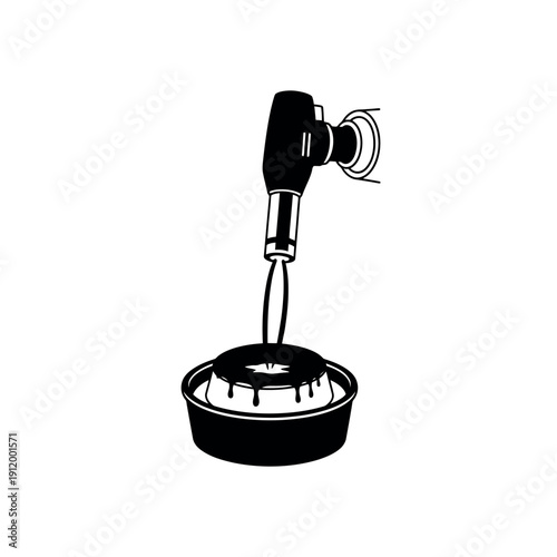 Culinary Blowtorch Caramelizing Creme Brulee Silhouette