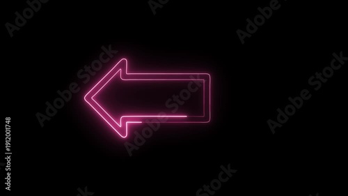 Glowing Neon Turn Left Icon Isolated on Black Background. HD Video Motion Graphic Animation