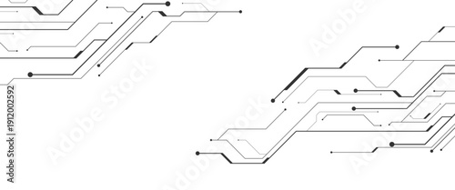 Vector white circuit digital background with technology circuit board texture banner png design..