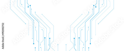 Vector white circuit digital background with technology circuit board texture banner png design..
