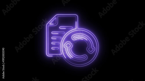 Glowing Neon Update Icon Isolated on Black Background. HD Video Motion Graphic Animation