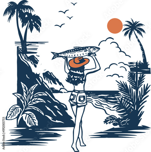 Coastal Cowgirl Surf Art svg