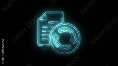 Glowing Neon Update Icon Isolated on Black Background. HD Video Motion Graphic Animation