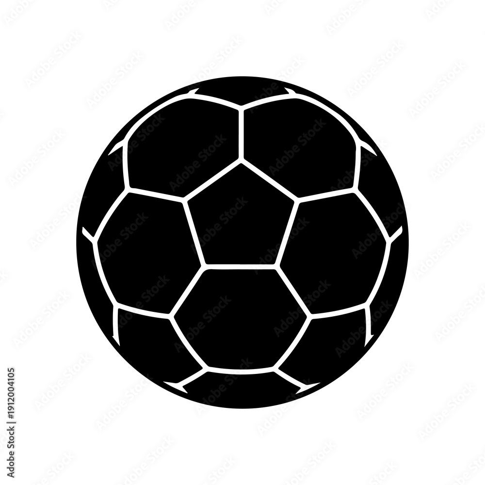 Fototapeta premium Soccer Ball Silhouette - Minimalist Football Icon for Sports Competition, Team Games, Athletics, and Professional Tournament Graphic Design