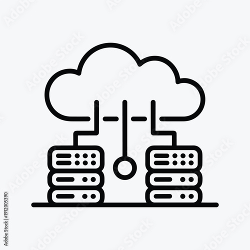 Cloud Database Icon Data Storage Server Network Outline Vector Illustration