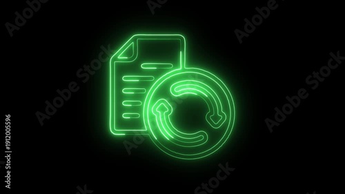 Glowing Neon Update Icon Isolated on Black Background. HD Video Motion Graphic Animation