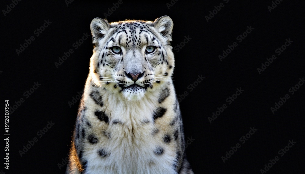 Fototapeta premium Majestic Snow Leopard Portrait with Piercing Blue Eyes