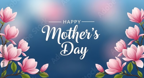 Happy mother's day greeting card with pink flowers