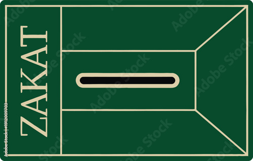 Zakat Donation Box Illustration, Islamic Charity Islamic Finance Giving Concept