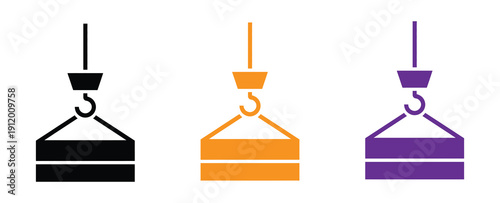 Colorful crane hook icons for industrial and construction projects