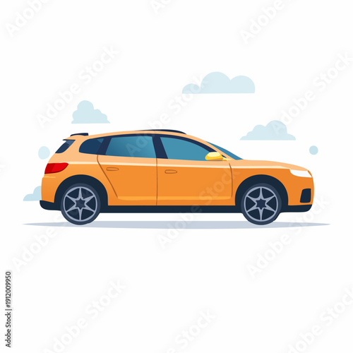 Orange SUV car vector illustration on white background.