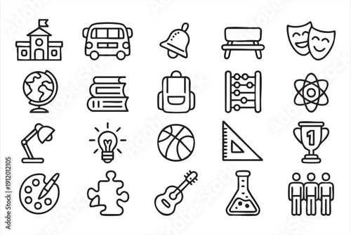education and school outline icon set