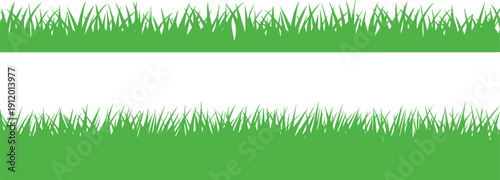 Green grass border on white background 2